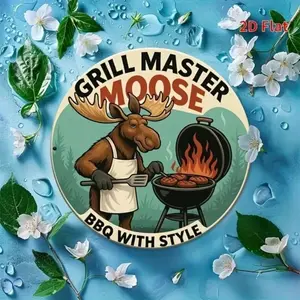 Aluminum Retro Grill Master Moose Wall Art Rustic Vintage Kitchen Decor Round Metal Sign for Bar Backsplash