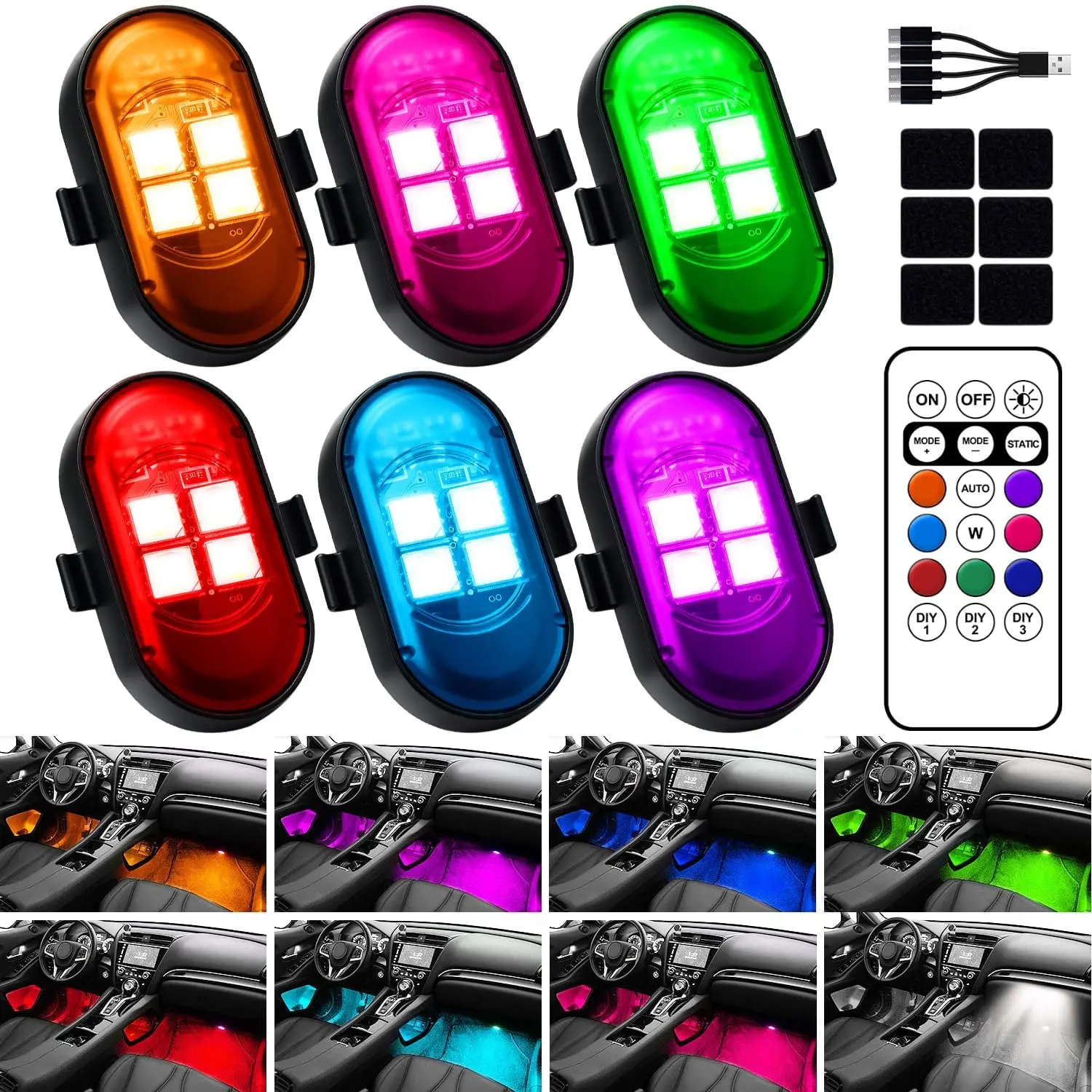 Wireless Remote Control RGB LED Strobe Lights - Multi-Color Signal Flash Lights for Motorcycle Lighting Solutions, Cars, Night Riding Safety (Cycling & Outdoor Use)