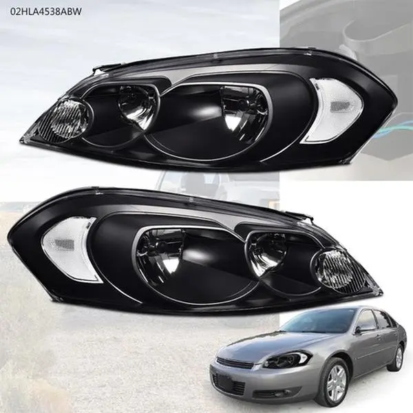 G-PLUS Automotive Projector Headlight Assembly Pair, Carlight Replacement for 2006-2016 Chevy Monte Carlo/Impala, Car Exterior Upgrade Component