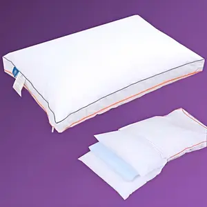 Adjustable 3 Laye Pillows for Sleeping, Queen Size Cooling Memory Foam Bed Pillows for Side Stomach & Back Sleepers 100% Soft Cotton Cover, Washable Removable couch  pillows bed  pillows