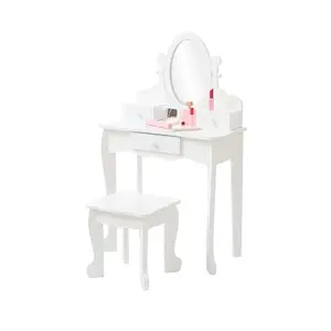 Kids Vanity Set, Adjustable Angle Mirror, Girls Vanity Table, Vanity Chair, Pretend Play Makeup, Wood Makeup Playset, Purple Vanity, Kids Dressing Table, Toddler Vanity, Princess Vanity Set