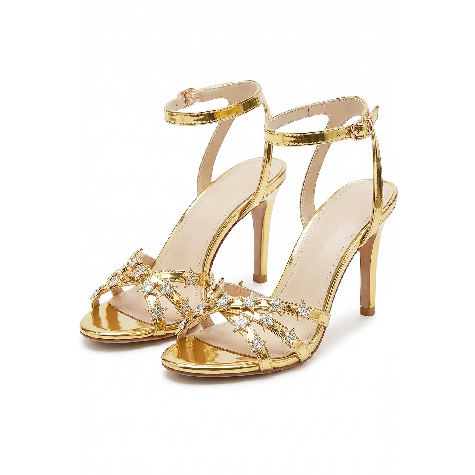 ReneChristine Women's High Heel Sandals with Star Rhinestones, Super Sparkly Single Band Backless Heels, Perfect for Parties, Prom and Evening Events.,back to school,back to school haul
