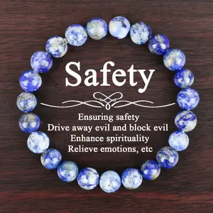 GADASLUY Fashion Style Lapis Lazuli Beaded Stackable Bracelet Natural Stone Elastic Jewelry for Safety Evil Protection Spirituality Enhancement Ideal Women Accessory Perfect Valentine's Day Gift for Moms Women And Family