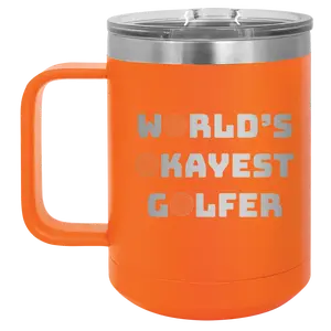 Personalized Worlds Okayest Golfer 15 oz Mug - Orange
