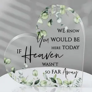 Heart Acrylic Sign in Loving Memory of Loved One Wedding Memorial Table Sign Gifts for Ceremony and Reception Remembrance Mother Father in Law Plaque for Counter Desk Centerpiece Decor (Beautiful Style)