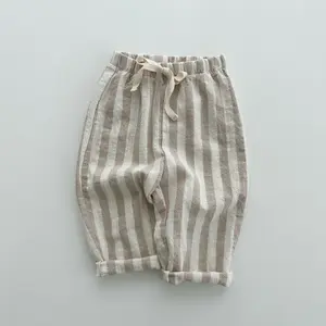 Infant and Toddler Boys and Girls' Outdoor Casual Bow Decorated Striped Pants for Spring and Autumn, Perfect for Outdoor