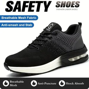 Men's Fashion Safety Shoes Anti-spike Anti-puncture Work Boots for Industrial Construction Protection Breathable Mesh Fabric Comfortable & Durable Footwear - Boy Lightweight Indestructible