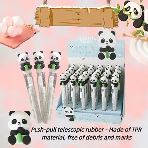 4pcs Panda Shape Push-Pull Eraser, Adjustable No-Trace Rubber Stationery, Dust-Free, Ideal for School and Office Supplies