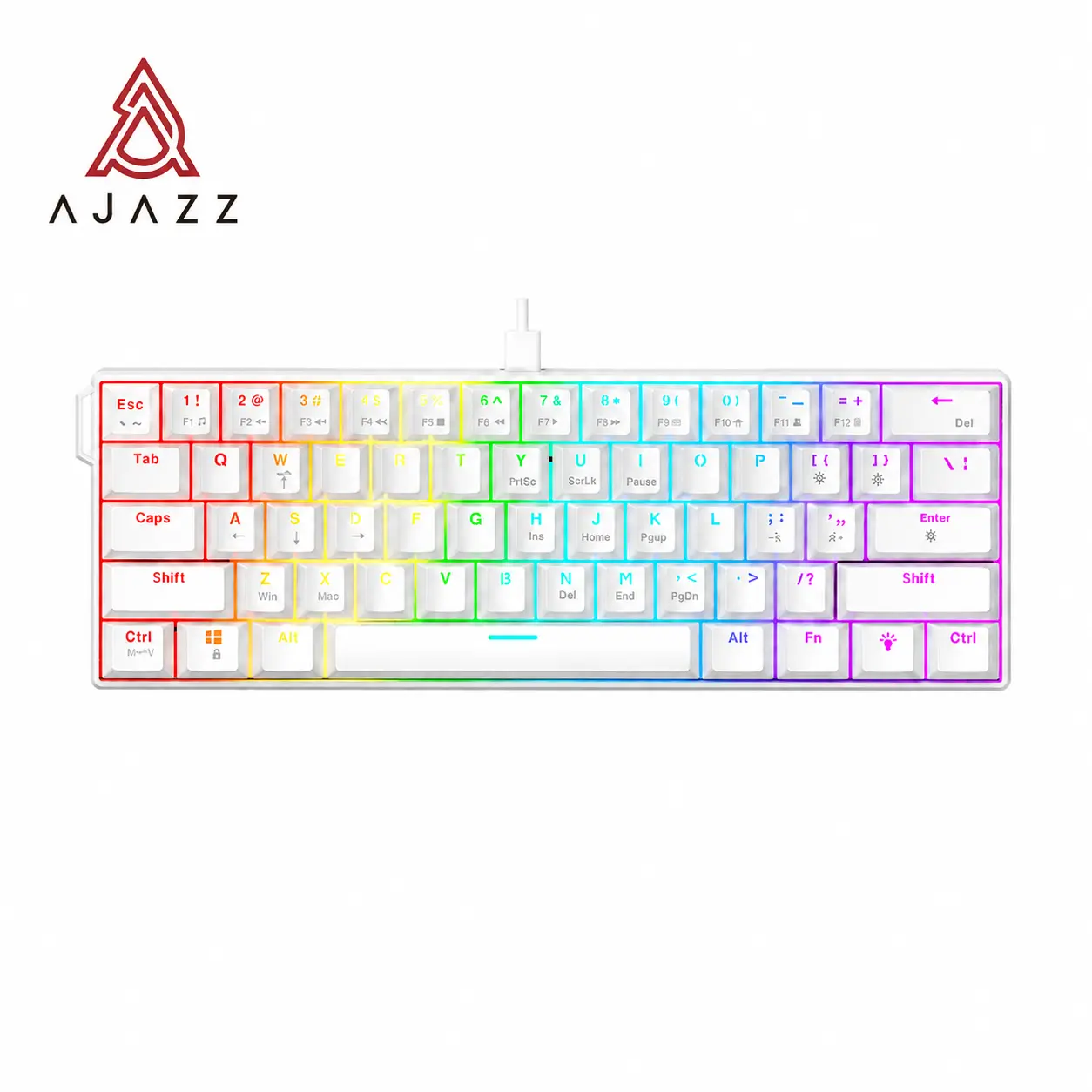 AJAZZ NK61 Mechanical Keyboard Hot Swappable, linear red switch,customizable rgb,60%  Keyboard 61 Keys RGB Mixed Backlit Wired Red Switch Compact Gaming Keyboard for PC Mac Laptop