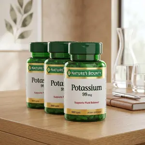 Natures Bounty Potassium 99 mg Supplement, Potassium Gluconate Caplets for Muscle Heart and Fluid Balance Support, Gluten Free, 100 Vegetarian Caplets