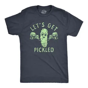 Mens Lets Get Pickled T Shirt Funny Beer Drinking Partying Pickle Lovers Tee for Guys Mens Funny T Shirts Cool Vintage Fashion T-Shirt Gift Classic Menswear Food Apparel for Men Funny Drinking Short Sleeve Navy -