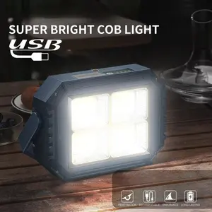 Solar Flood Light 2400mah USB Rechargeable Camping Lamp, 5 Modes Dimmable Worklight, Outdoor Fishing Waterproof Emergency Light, Super Bright Flashlight