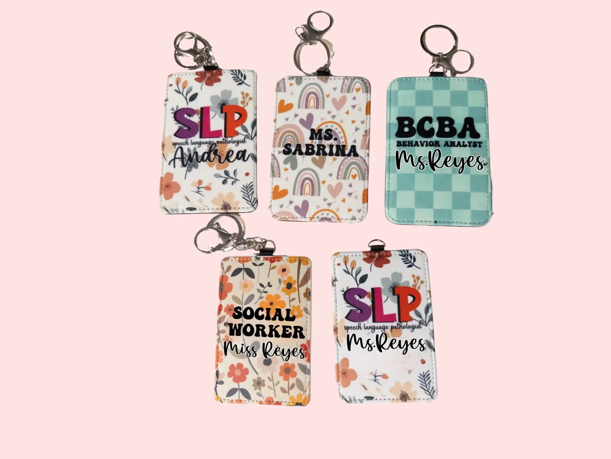 Badge Holder, Personalized ID Holder, Custom Badge Holder, Therapist Accessory, Teacher ID Holder