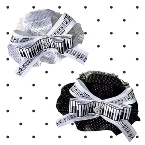Vintage Polka Dot Music Note Piano Key Bow Hair Clip, Whimsical Funky Unique Accessories, Gothic Lolita Brooch, Versatile Stylish Functional Fashion Hair Accessory, Whimsical Accessories