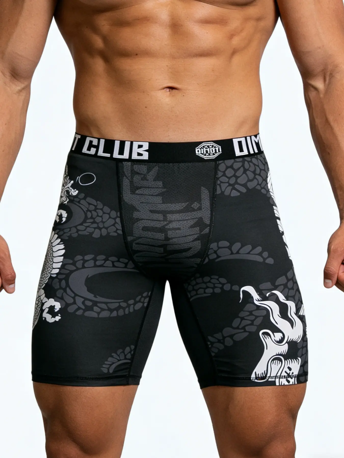Men's Sporty Compression Leggings, Breathable & Comfortable, Ideal for Outdoor Activities & Sports Training, Random Letter Waistband Design, Stretchable Activewear, Activewear Bottoms