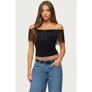 Catelina Fringe Off Shoulder Top