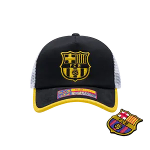 Fan Ink Barcelona One8th Snap, Strike Trucker Hat with Interchangeable Patch High-Crown Curved Peak Breathable Mesh Back Adjustable Snapback