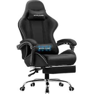 GTPLAYER Gaming Chair with Footrest – Ergonomic Office Chair with Lumbar Support, Reclining Back & Swivel Seat