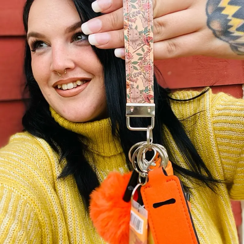 Mythical Babe Safety Customized Keychains - Includes Wristlet, Lipstick Holder, Hand Sanitizer Holder, Pom Pom, Seatbelt/Windowshield Breaker, Safety Alarm, Door Opener & Whistle