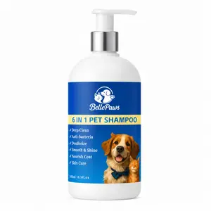 BellePaws 6-in-1 Pet Shampoo for Dogs & Cats ,16.9oz,Keeps Smell Good For One Week Freshness，Gentle Amino Acid Cleanse&MinkOil Nourishment ,Deep Clean Anti-Odour, Enhances Coat Shine, Easy Rinse