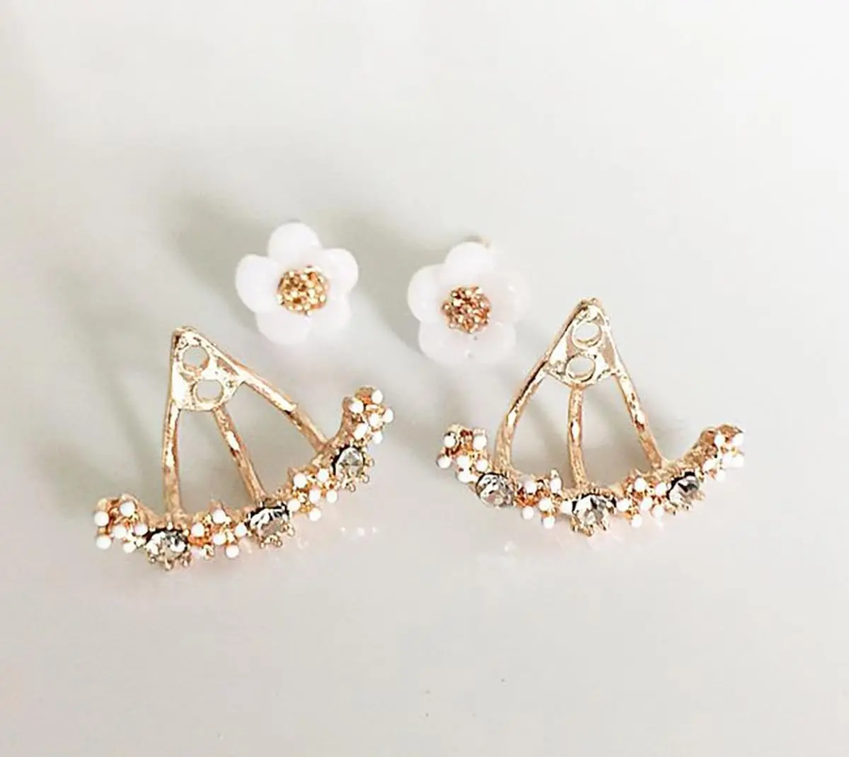 Earrings for Women, Stud Earrings Faux Crystal Luxury Glitter Korean Style Fashion Chrysanthemum Inlaid Earrings Jewelry Accessory