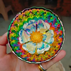 Colorful Great Wall 3D Golden Lotus-Base Handcrafted Tea Bowl