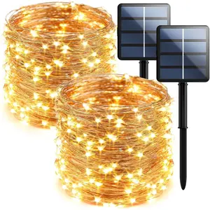 2-Pack 200 LED Solar Fairy Lights Outdoor, Upgraded Oversize Lamp Beads & Super Bright Solar String Lights Outoor, 8 Modes Solar Lights for Garden Patio Decorations