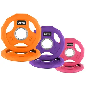 GAOMON Color-Coded Rubber Coated Cast Iron Weight Plate Set – 2-Inch Bumper Barbell Plates, Drop-Safe & Durable for Home & Gym – Multiple Weight Options – 35 lbs combination (2.5LB*2+5LB*2+2*10LB)