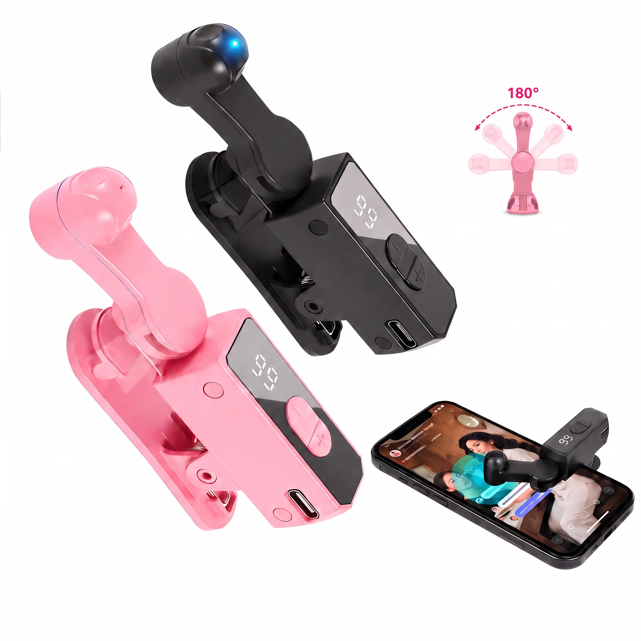 2026 New Digital Mobile Accessories Compact Portable Auto Clicker - Rechargeable Wireless Clip Phone Screen Tapper, Silent Seamless Tapping, Adjustable Speed, 180° Rotating Arm for iOS & Android Gaming, Social Media Tasks