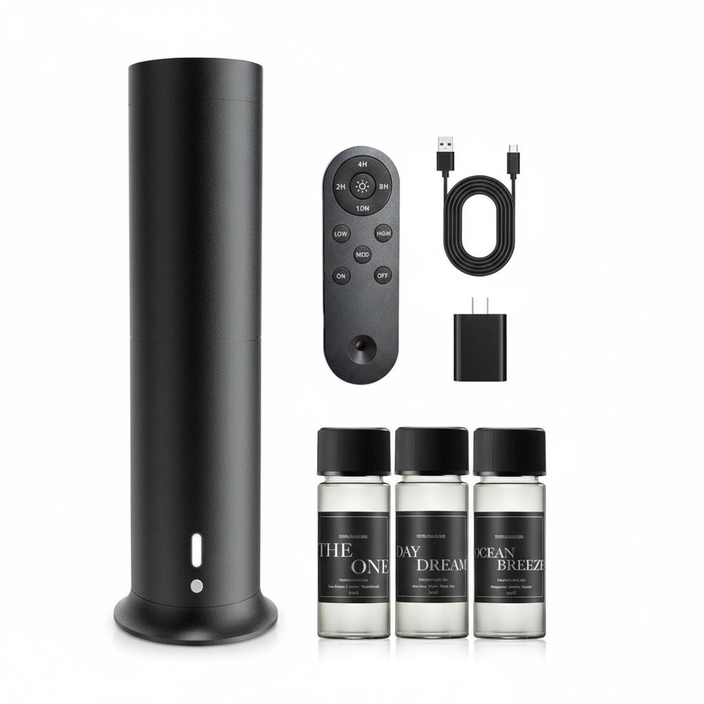 Premium Diffuser, with 3 Essential Oils,1000 SqftCoverage, Compact & Cordless, 20H Use, for Home Hotel,Powerful Mist,Remote & Timer, Energy Efficient