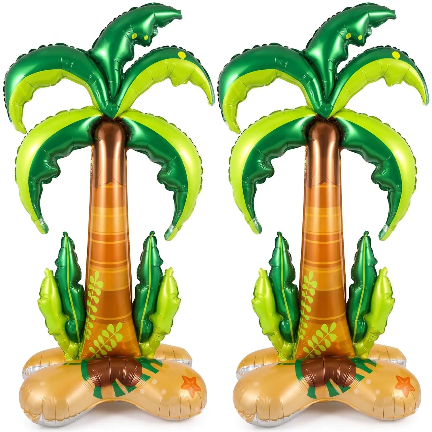 2Pcs /4 Pcs 5Ft 3D Big Palm Tree Balloons Inflatable Palm Tree Birthday Wedding Party Decor For Kids Adults Hawaiian Luau Aloha Party Baby Shower Ball Summer Theme Decorations (2)