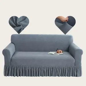 Elastic Sofa Cover Set, Sofa Slipcover, Stretchy Polyester Fabric, Coffee Color, Easy Wash & Reusable, Fits Single/double/triple/four-Seat Sofas