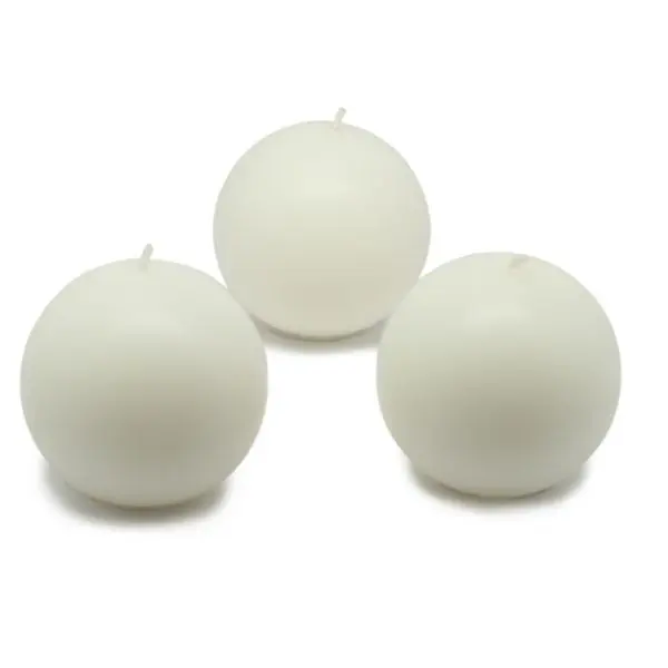 Jeco CBZ-014-6 Traditional Unscented 3 in. Ball Decorative Candles, White - 36 Pcs, Ideal for Room Decor