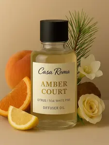 Casa Roma Amber Court Aroma Oil – Luxury Hotel-Inspired Cold-Air Diffuser Oil Blend with Peach, Violet & Amber – Compatible with Casa Roma & Waterless Diffusers (120ml Bottle)