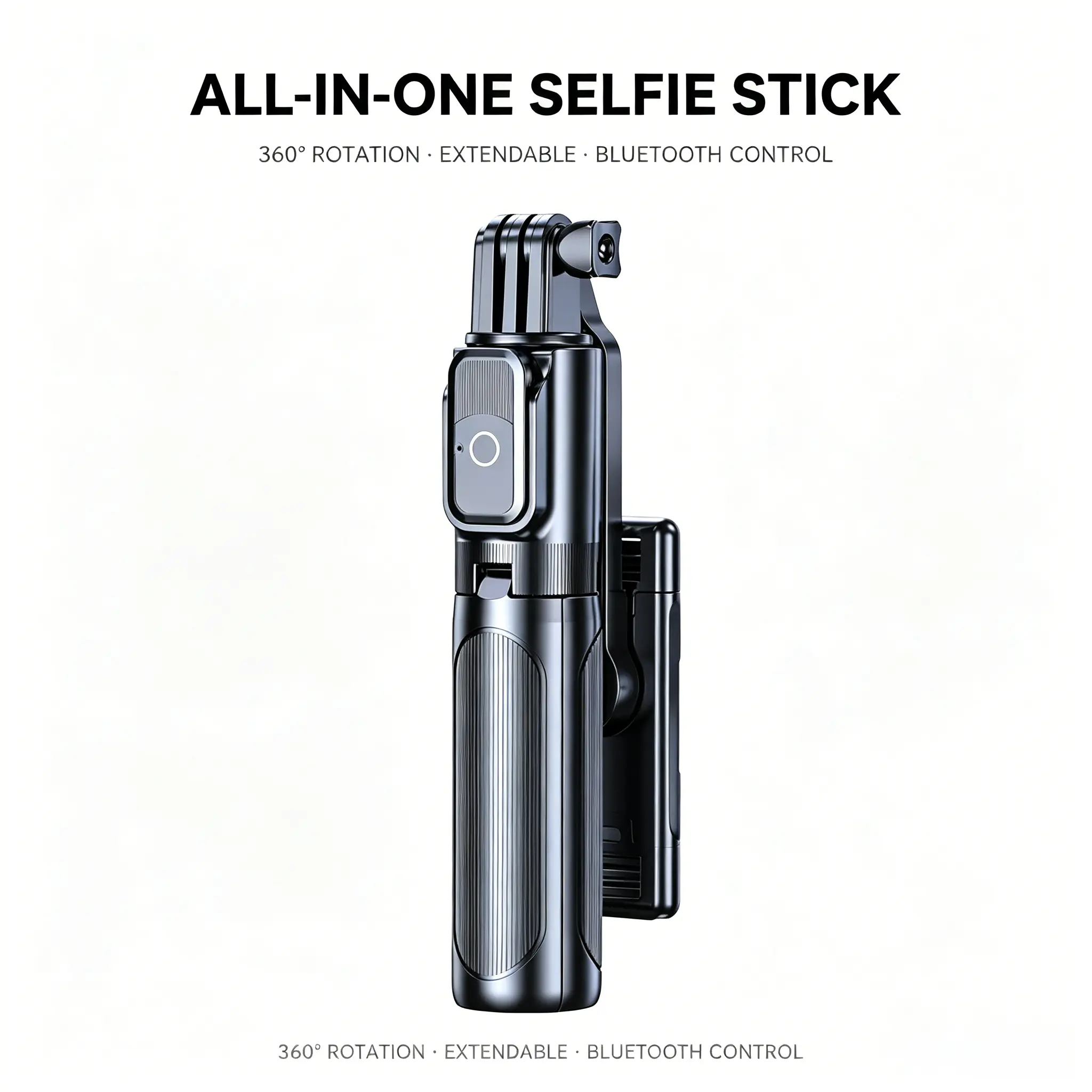 MINI portable 3-in-1 selfie stick tripod with detachable magnetic remote and 360° rotation for iPhone/Android—perfect for hands-free vlogging, group photos, and live streaming—wireless smartphone tripod