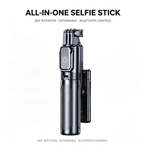MINI portable 3-in-1 selfie stick tripod with detachable magnetic remote and 360° rotation for iPhone/Android—perfect for hands-free vlogging, group photos, and live streaming—wireless smartphone tripod