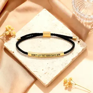 【Free Ship】Don't Let The Hard Days Win Inspire Bracelet - Stainless Steel & 18k Gold Plated Braided Design with Engraved Message - Adjustable-PolarEve Up to 10"