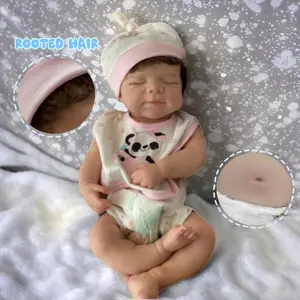 18 Inch Open Mouth Pascale Soft Solid Silicone Reborn Girl Doll With Realistic 3D Painted Skin Rooted Hair  And Adorable Outfit Ideal for Play Perfect Gift for Family