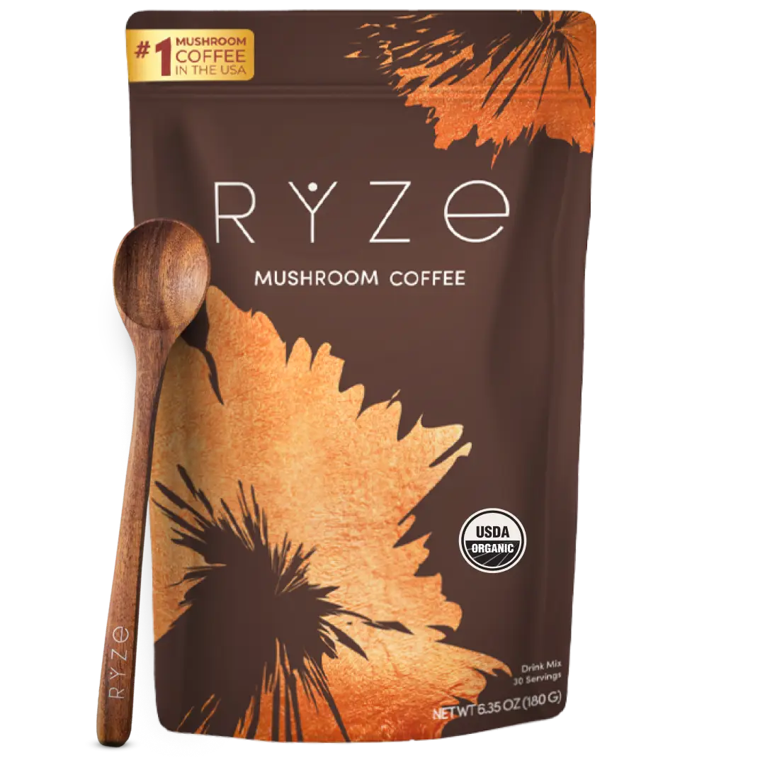 RYZE Mushroom Coffee USDA Organic with 6 Adaptogenic Mushrooms and MCT Oil, USA...