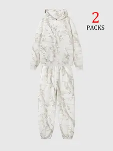 Men's Y2K Streetwear Camouflage Hoodies Casual Fashion Set, Loose-Fit Thicken Fabric, Fall & Winter Casual Wear, Unisex High-Street Style