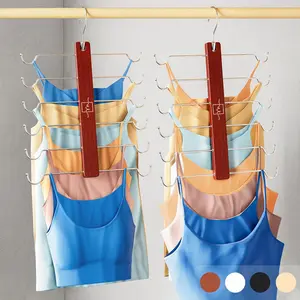 European Beechwood Tank Top Hangers with 360? Swivel Hook - 2 Pack Space Saving  Bra and Cami Hanger for Closet - Hanging Tank Top and Bra Organizer for Space Saving Closet Organization