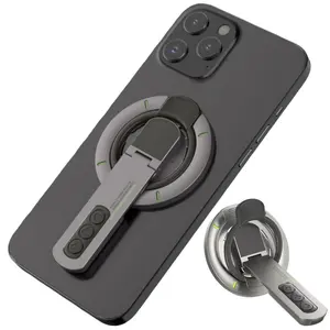2026 New Design Magnetic Cell Phone Grip Mount, Dual-Sided Magnets - 20N Magnets Inside, Foldable Phone Case Kickstand Stand Mount Holder 360° Rotation, Universal For iPhone 17 16 15 14 13 12 Pro Max MagSafe Android Samsung Smartphone Accessories