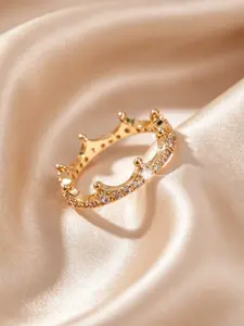 Elegant Crown Ring with Zircon, Geometric Design Copper Material Wedding Jewelry, Perfect for Daily Wear and Parties, Ideal Gift for Girls Women