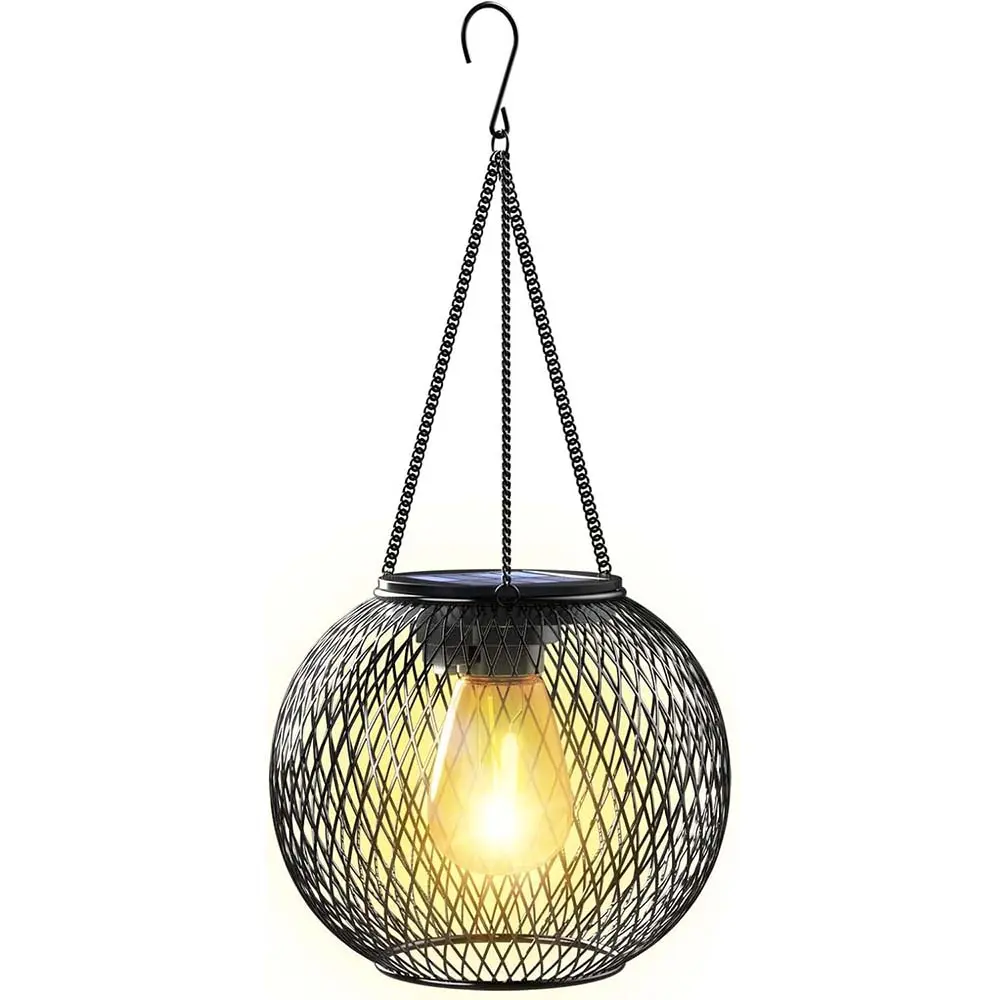 Solar Lanterns Outdoor Black Metal Hanging Landscape Lights IP65 Waterproof Solar Lights Outdoor, Gardening Gifts & Decor for Garden Yard Patio Pathway Birthday Gifts