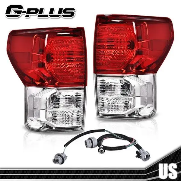 G-PLUS Polycarbonate Tail Light Lamps - Driver & Passenger Side, Reflective Car Lighting Upgrade, Lights for Cars Compatible with 2007-2013 Toyota Tundra, Tail Lights Lamps, Rectangular Tail Light Lighting Assemblies & Components