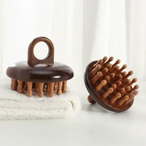 1pc Natural Sandalwood Round Tooth Massage Comb for Head Relaxation, Unisex Relief for Pressure Relief, Relaxation Aid, Ideal for Seniors and Fitness Enthusiasts