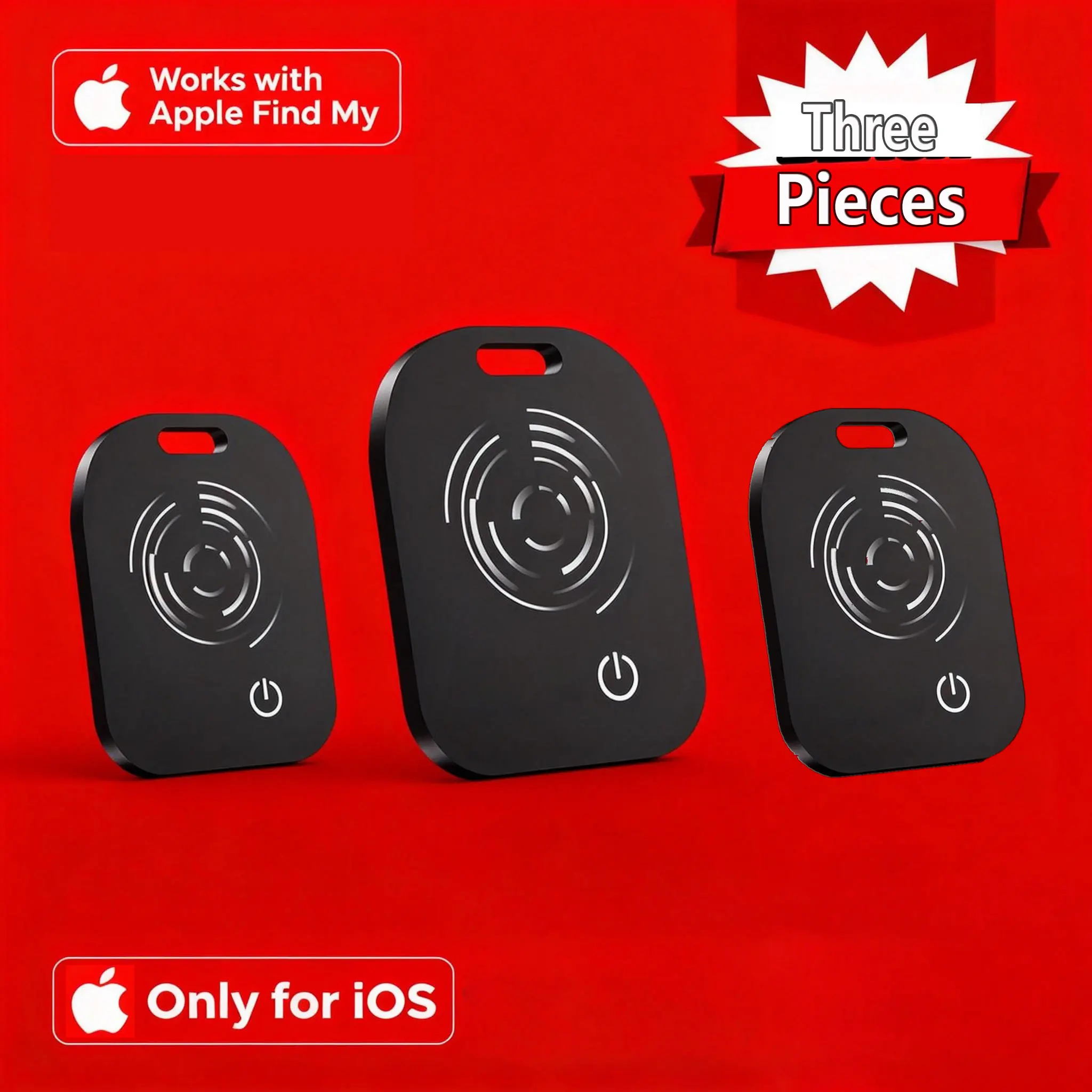 3pieces Mini Smart GPS Tracker Compatible with Find My, Car Anti-Lost Tag, Waterproof Case, No Subscription（ios only)