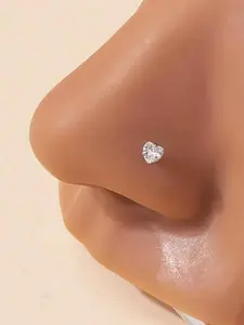 Valentine's Day Galentineday Outfit Rhinestone Decorated Nose Ring Gift, Punk Stainless Steel Nose Stud for Women & Men, Body Piercing Jewelry for Party, Daily Clothing Decor for Boy & Teenagers