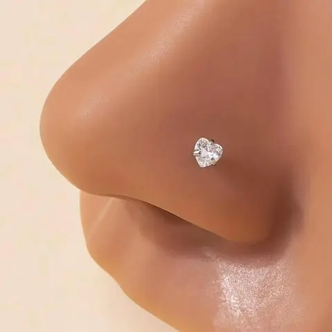Valentine's Day Galentineday Outfit Rhinestone Decorated Nose Ring Gift, Punk Stainless Steel Nose Stud for Women & Men, Body Piercing Jewelry for Party, Daily Clothing Decor for Boy & Teenagers, Nose Rings Studs