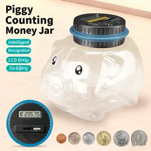 Automatic Counting Coin Bank with LCD Display, Digital Piggy Bank, Large Savings Bank, Money Jar, Durable Abs Resin, Perfect Gift for Thanksgiving and Christmas